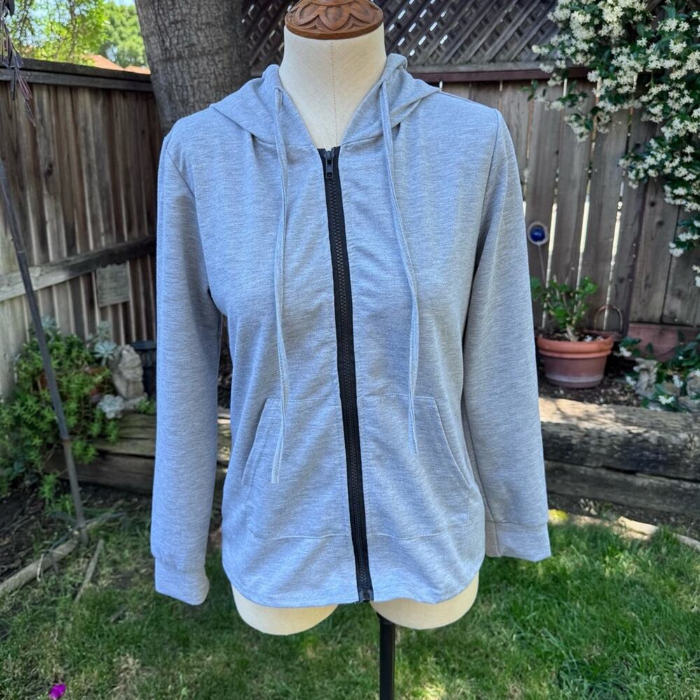 Junjie Fashion Grey Zip Up Lightweight Hoodie Women's Size M